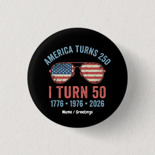 Vintage 1976 Amerika wird 250 Ich werde 50 Patriot Button