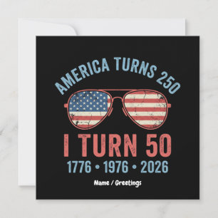 Vintage 1976 Amerika wird 250 Ich werde 50 Patriot Einladung