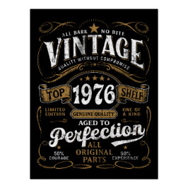Vintage 1976 Birthday Aged To Perfection 50th  Poster