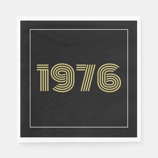 Vintage 1976 Black & Gold Tone 50th Birthday Serviette (Vorderseite)