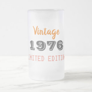 Vintage 1976 Glasierter Bierkrug – 50. Geburtstags Mattglas Bierglas