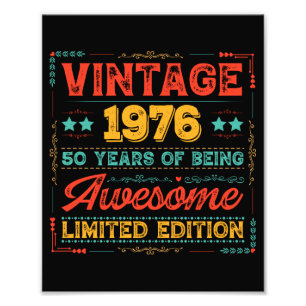 Vintage 1976 Hergestellt 1976 70. Geburtstag 50 Ja Fotodruck
