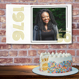 Vintage 1976 Retro 50th Birthday White Photo  Banner