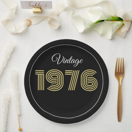 Vintage 1976 Retro Birthday 50th Birthday Pappteller (Hochzeit)