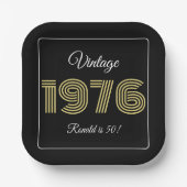 Vintage 1976 Retro Birthday 50th Birthday Pappteller (Vorderseite)