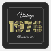Vintage 1976 Retro Birthday 50th Birthday Quadratischer Aufkleber (Vorderseite)