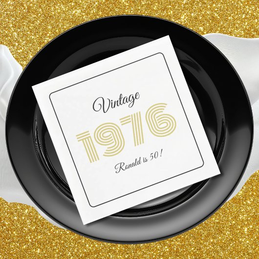 Vintage 1976 Retro Birthday 50th Birthday White Serviette