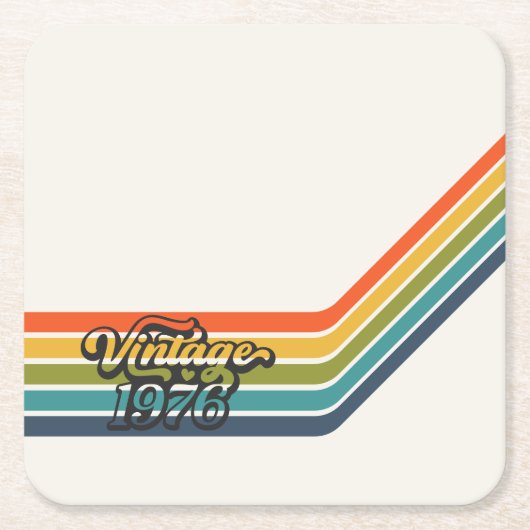 Vintage 1976 Retro Design paper coaster Rechteckiger Pappuntersetzer (Vorderseite)