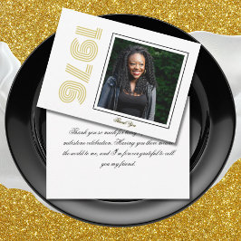 Vintage 1976 Retro Photo 50th Birthday White Dankeskarte