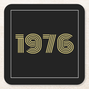 Vintage 1976 Schwarz & Gold Ton 50. Geburtstag Rechteckiger Pappuntersetzer