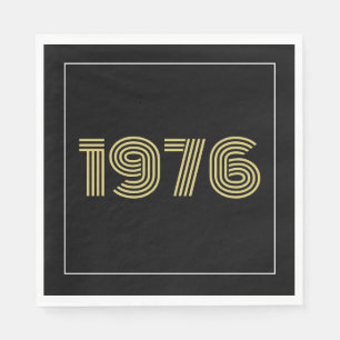 Vintage 1976 Schwarz & Gold Ton 50. Geburtstag Serviette