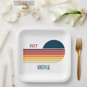 Vintage 1977 Retro-Streifen 50. Geburtstag Sonne Pappteller