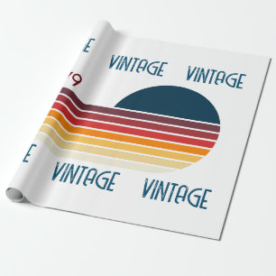 Vintage 1979 Retro Streifen Sonne Geschenkpapier