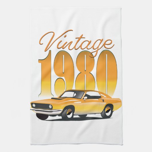 Vintage 1980 Retro-Auto Geschirrtuch (Vertikal)