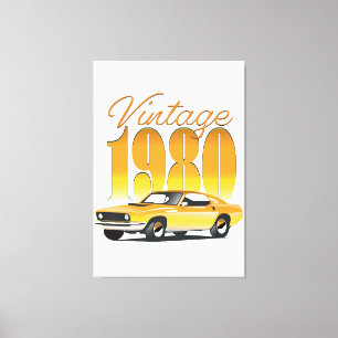 Vintage 1980 Retro-Auto Leinwanddruck