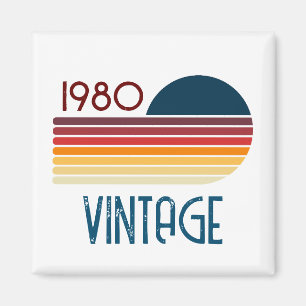 Vintage 1980 Retro-Streifen-Sonne Magnet