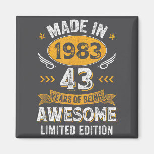 Vintage 1983 43 Jahre alte Geburtstagsfeier 43. Ge Magnet