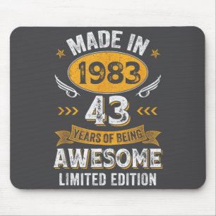 Vintage 1983 43 Jahre alte Geburtstagsfeier 43. Ge Mousepad