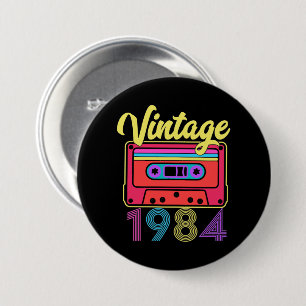 Vintage 1984 Farbige Kassette Button