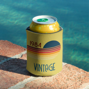 Vintage 1984 Gelbe Retro-Streifen-Sonne Dosenkühler