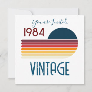 Vintage 1984 Retro-Streifen-Sonne 40. Geburtstag Einladung