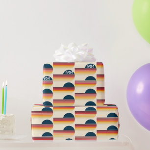 Vintage 1984 Retro Streifen Sonne 40. Geburtstag Geschenkpapier