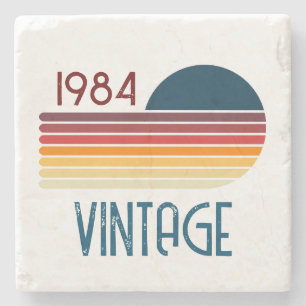 Vintage 1984 Retro Streifen Sonne Steinuntersetzer