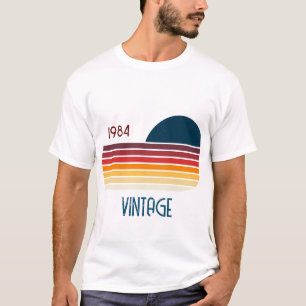 Vintage 1984 Retro Streifen-Sonne T-Shirt