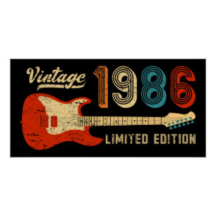 Vintage 1986 40. Geburtstag E-Bass-Gitarrist Poster