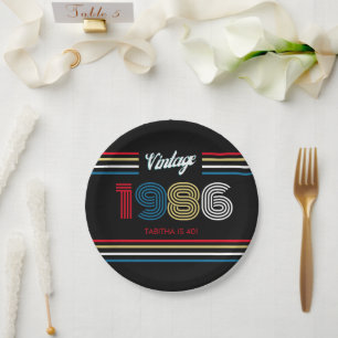 Vintage 1986 Retro 40. Geburtstag Party Teller aus