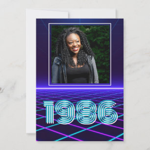 Vintage 1986 Retro & Laser Foto 40. Geburtstag Dankeskarte