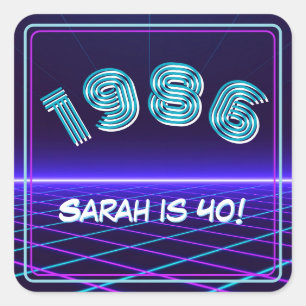 Vintage 1986 Retro & Lasers 40. Geburtstag Papier Quadratischer Aufkleber