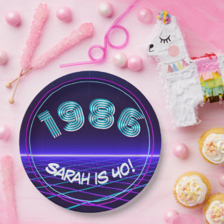 Vintage 1986 Retro & Lasers 40th Birthday Paper Pappteller