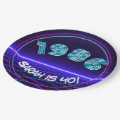 Vintage 1986 Retro & Lasers 40th Birthday Paper Pappteller (Schrägansicht)