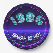 Vintage 1986 Retro & Lasers 40th Birthday Paper Pappteller (Vorderseite)