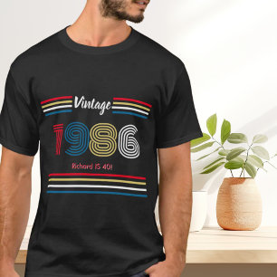 Vintage 1986 Retro-Streifen 40. Geburtstag T-Shirt