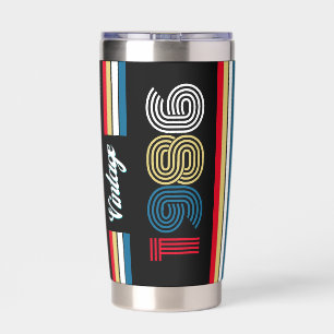Vintage 1986 Retro-Streifen 40. Geburtstagsgeschen Thermobecher
