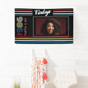 Vintage 1986 Retro-Streifen Bunt 40. Geburtstag Banner