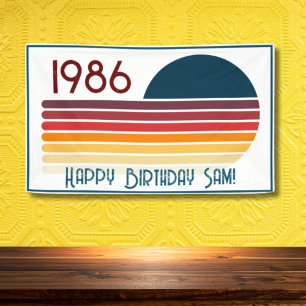 Vintage 1986 Retro-Streifen-Sonne 40. Geburtstag Banner
