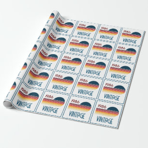 Vintage 1986 Retro-Streifen-Sonne 40. Geburtstag Geschenkpapier