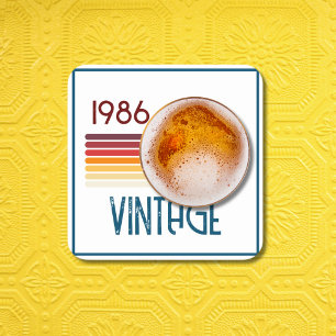 Vintage 1986 Retro-Streifen-Sonne 40. Geburtstag Rechteckiger Pappuntersetzer