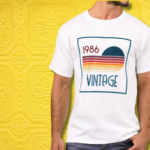 Vintage 1986 Retro-Streifen-Sonne 40. Geburtstag T-Shirt