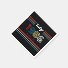Vintage 1986 Retro Stripe Colorful 40th Birthday Serviette