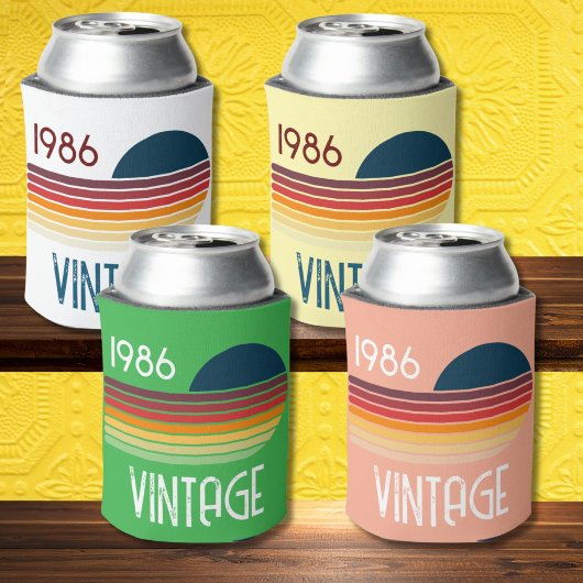 Vintage 1986 Retro Stripe Sun 40th Birthday Dosenkühler