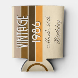 Vintage 1986 Retro Stripes Brown Tan Vintage Name Dosenkühler