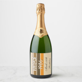 Vintage 1986 Retro Stripes Brown Tan Vintage Name Schaumweinetikett