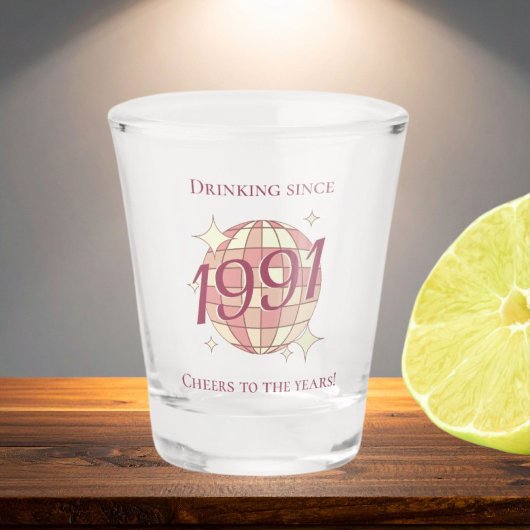 Vintage 1991 35th birthday retro purple  schnapsglas