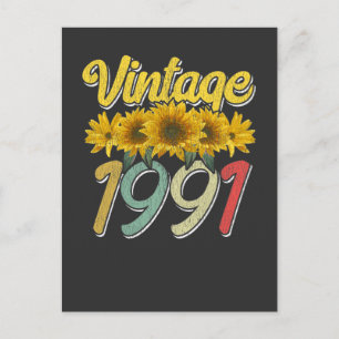 Vintage 1991 Sonnenblume Geburtstag Awesome seit 9 Postkarte