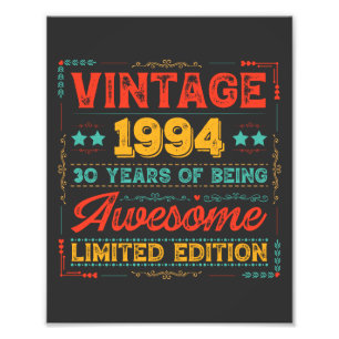 Vintage 1994 Hergestellt 1994 30. Geburtstag 30 Ja Fotodruck