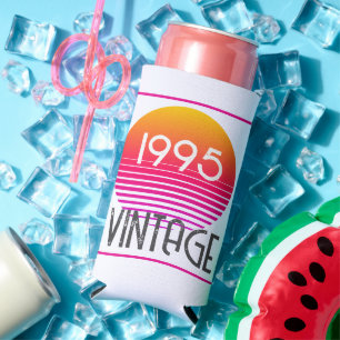 Vintage 1995 Neon Retro Streifen Sonne 30. Geburts Selters Dosenkühler